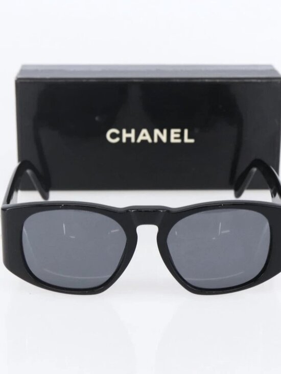 CHANEL COCO Mark Sunglasses plastic Black CC Auth 151144 main image 4